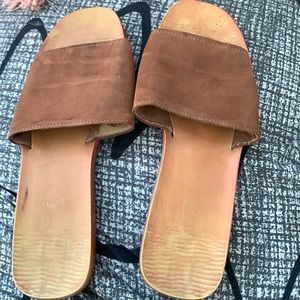Brown suede slides 9